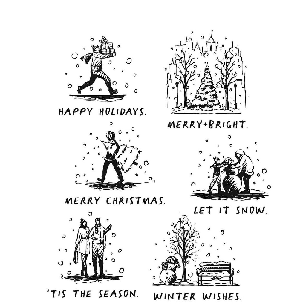 Tim Holtz - Stampers Anonymous Cling Stamps - Holiday Sketchbook