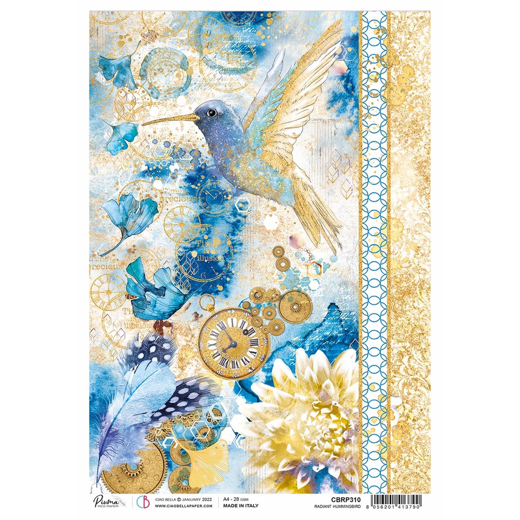 Radiant Hummingbird Indigo - Ciao Bella Piuma Rice Paper A4 - 5 pack