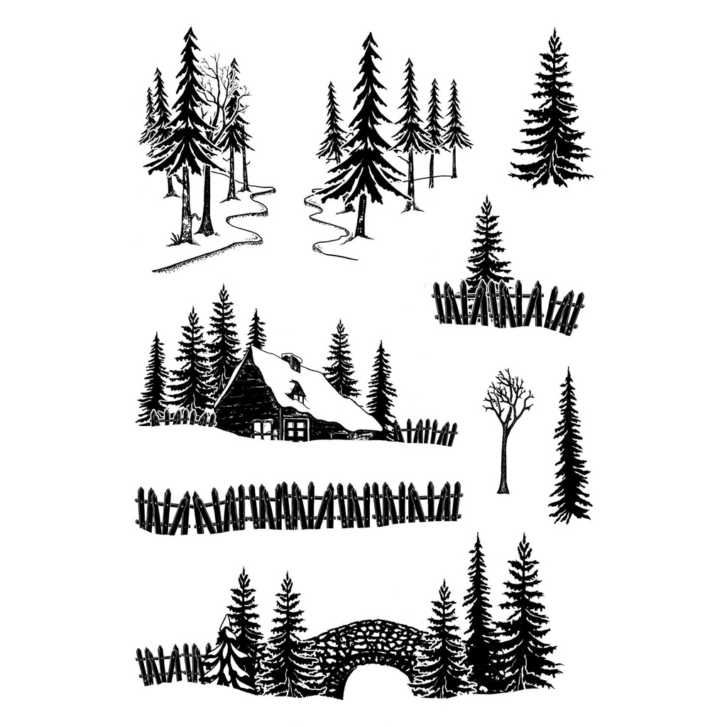 Card-io Combinations Pine Panorama A6 Clear Stamp Set