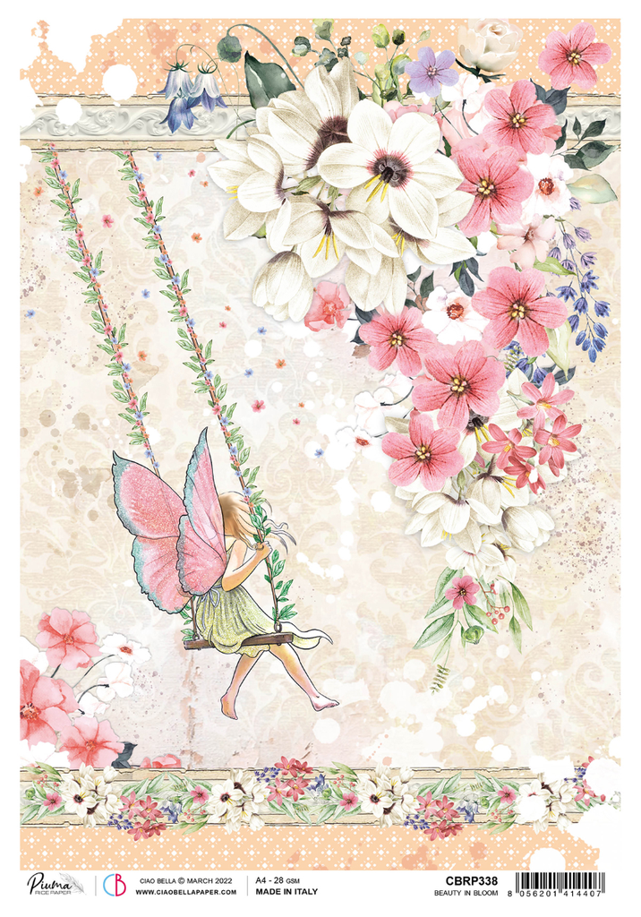 Beauty in bloom - Ciao Bella Piuma Rice Paper A4 - 5 pack