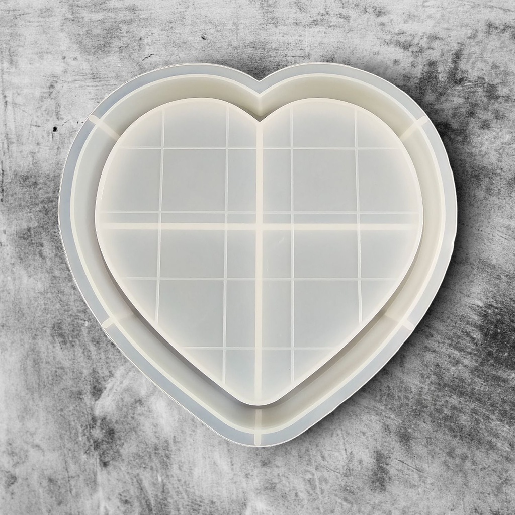 Big Love Heart Checkered Mosaic Tray Silicone Mould