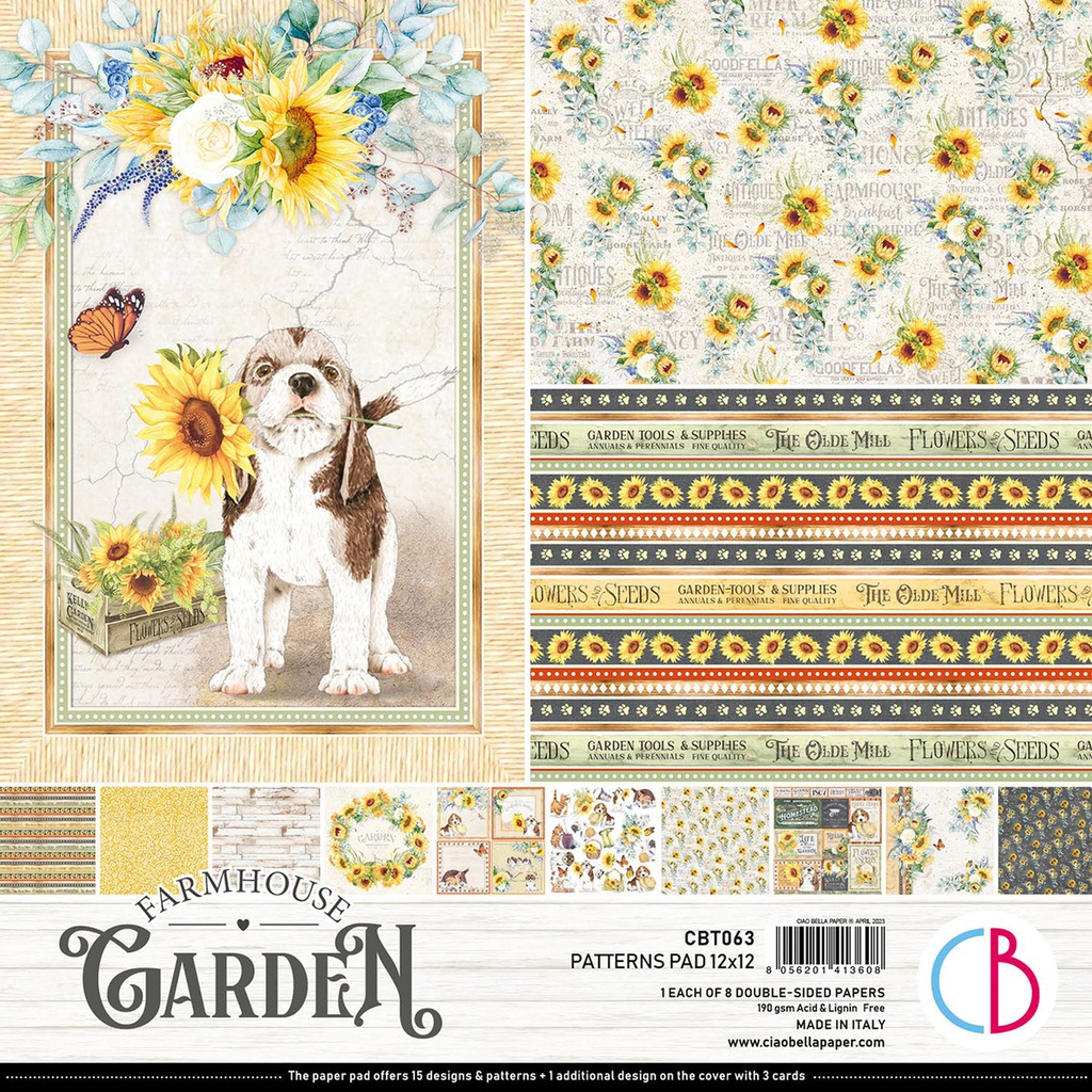 Ciao Bella Farmhouse Garden Paper Patterns Pad 12" x 12"