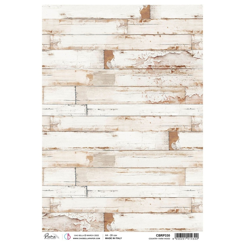 Ciao Bella Paper - Farm Wood A4 rice paper (SINGLE Sheet)