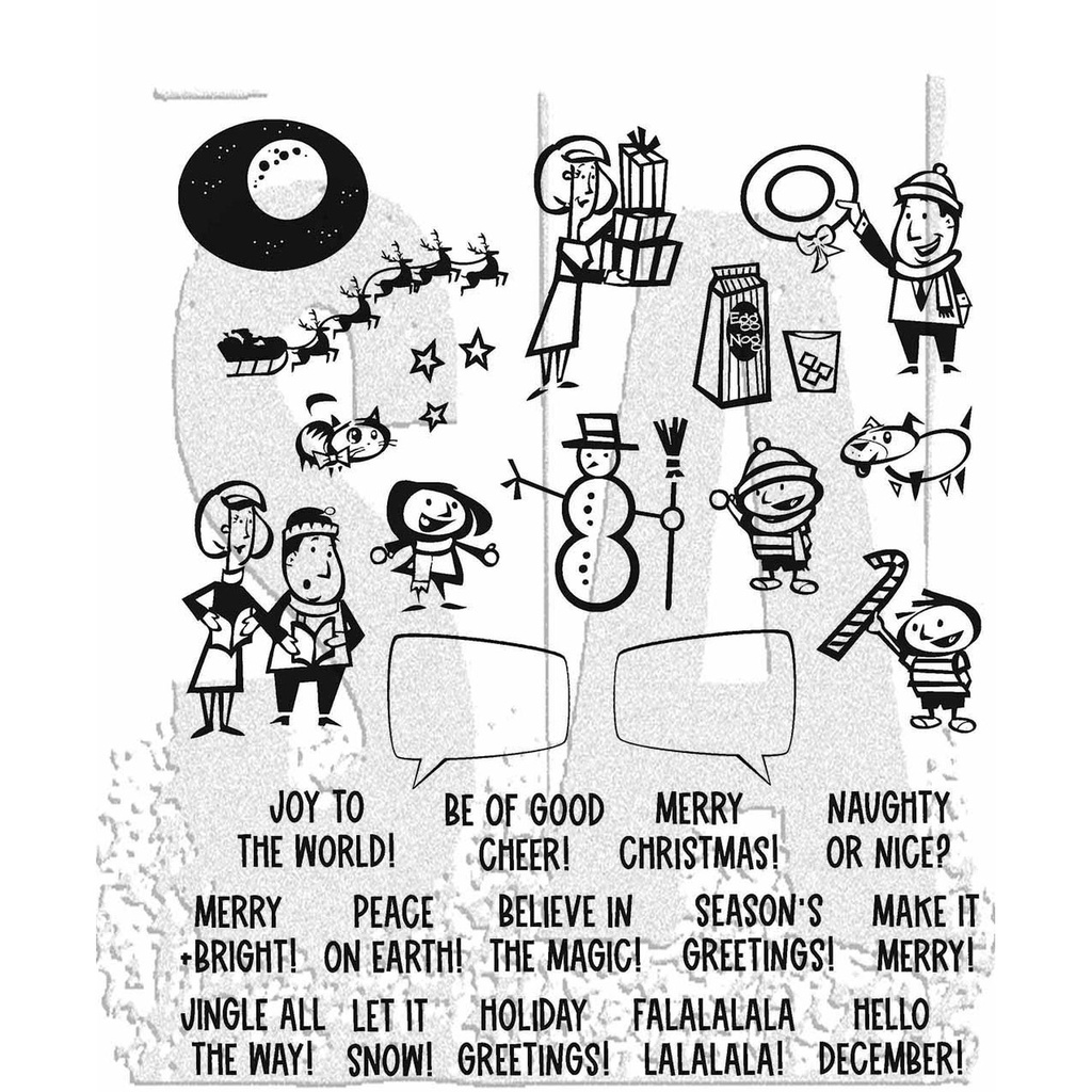 Christmas Cartoons Tim Holtz Cling Stamps