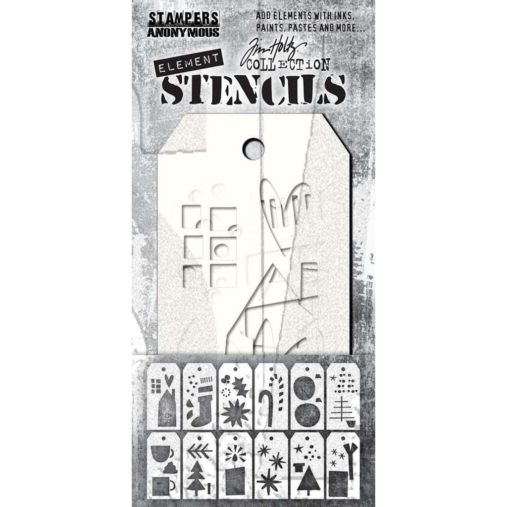Tim Holtz Element Stencils Festive Art Pack Of 12
