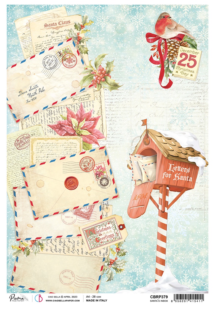 Santa's inbox - Ciao Bella Piuma Rice Paper A4 - 5 pack