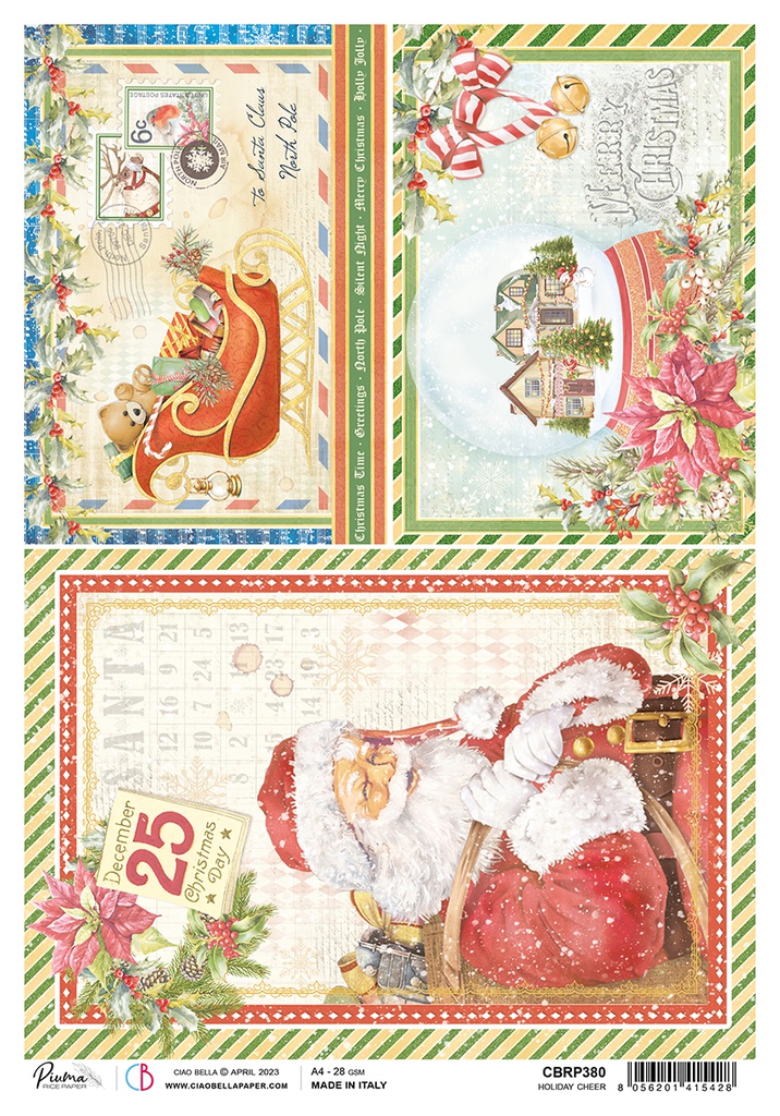 Holiday cheer - Ciao Bella Piuma Rice Paper A4 - 5 pack