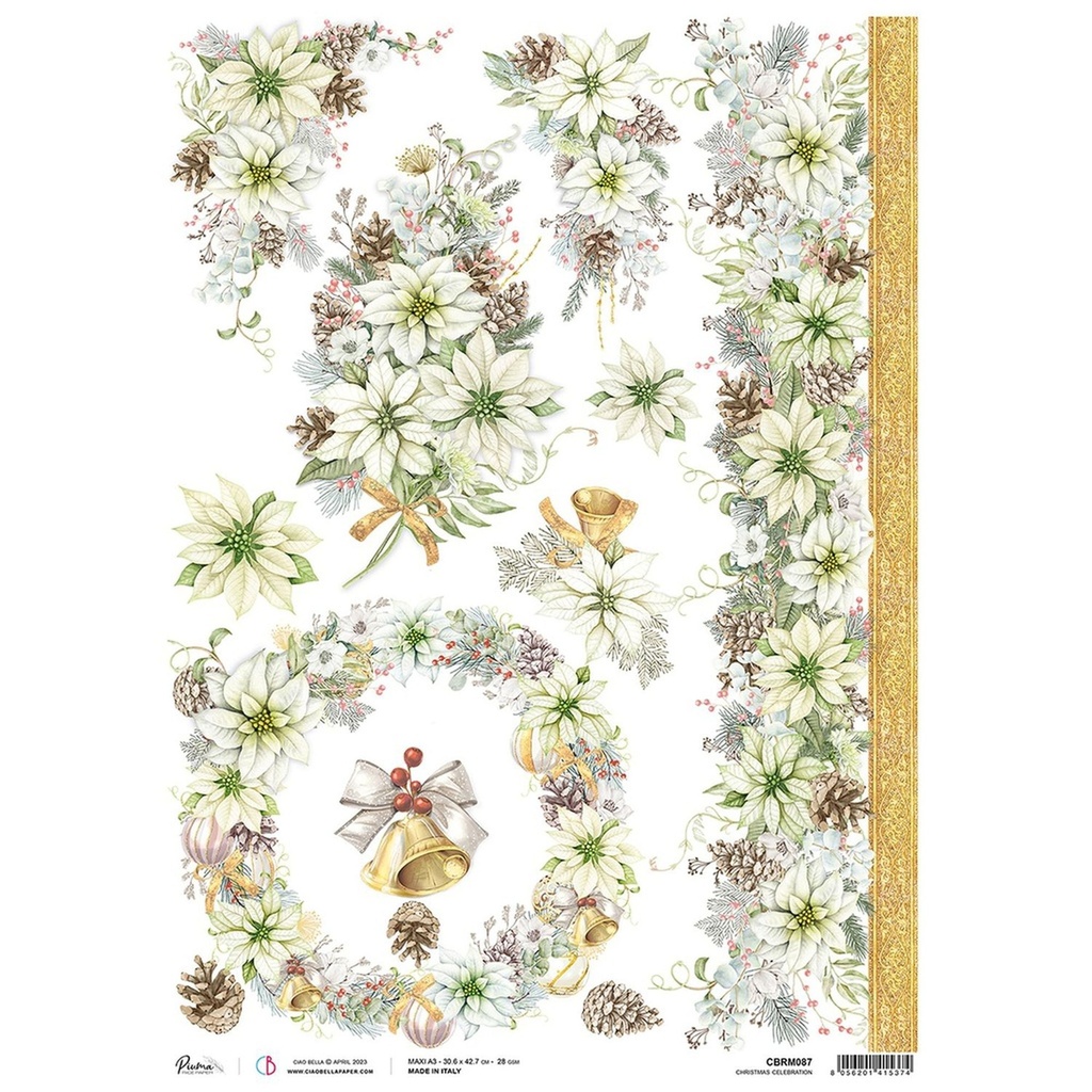 Ciao Bella Paper - Christmas Celebration A3 rice paper (SINGLE Sheet)