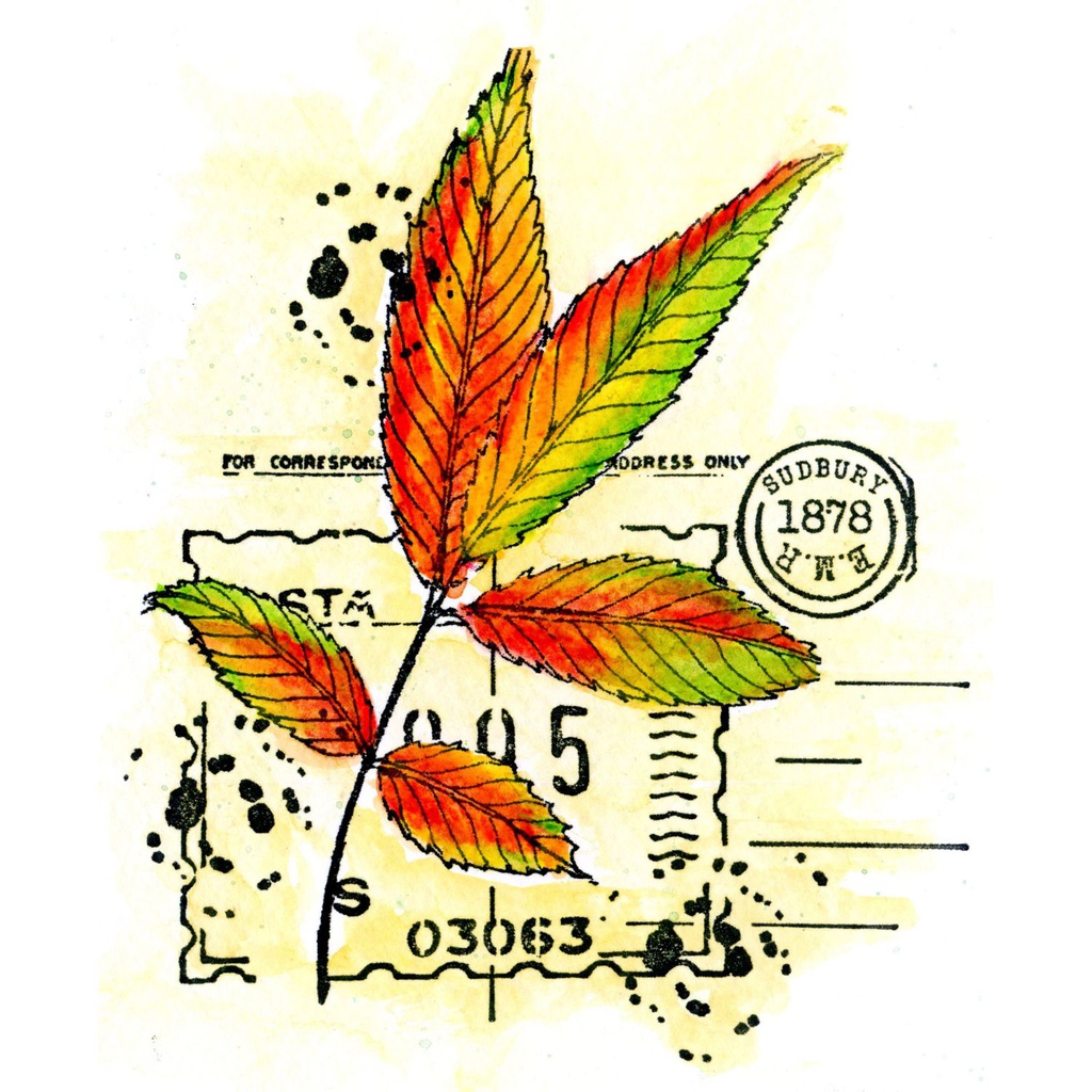 Leaves & Postage Marks A6 personal Impressions Stamp