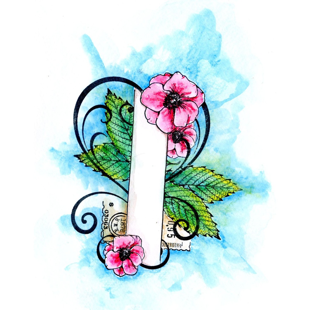 Postage, Leaves & Flowers Banner A6 personal Impressions Stamp