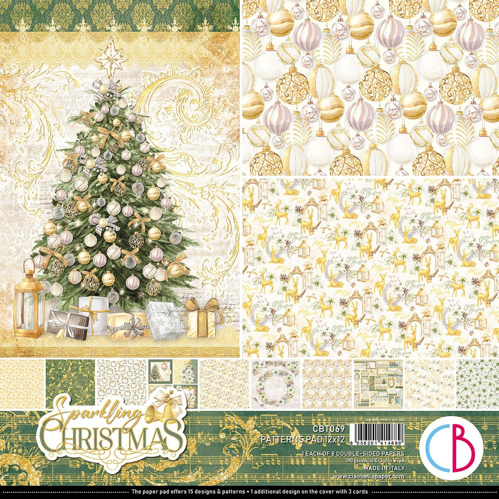 Ciao Bella Paper Sparkling Christmas 12" x 12" Patterns Pad