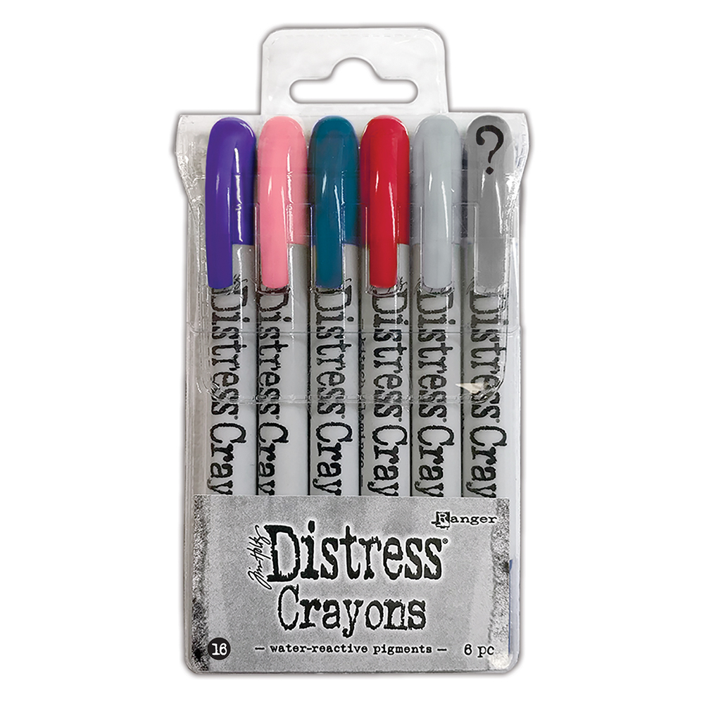 Tim Holtz® Distress Crayon Set #16  (Villainous Potion/Saltwater Taffy/Uncharted Mariner/Lumberjack Plaid/Lost Shadow/Scorched Timber)