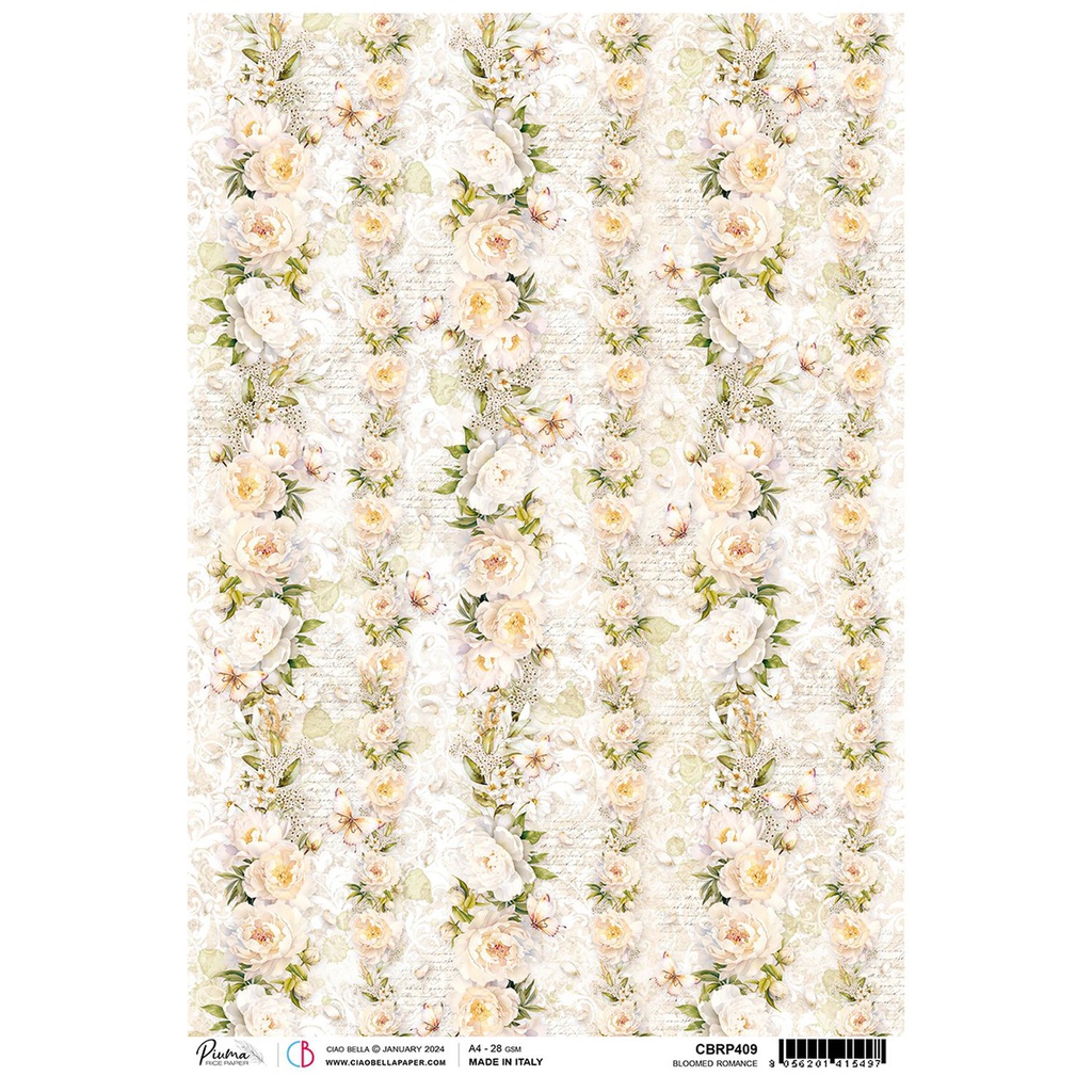 Rice Paper A4 Piuma Bloomed Romance -5 Sheets