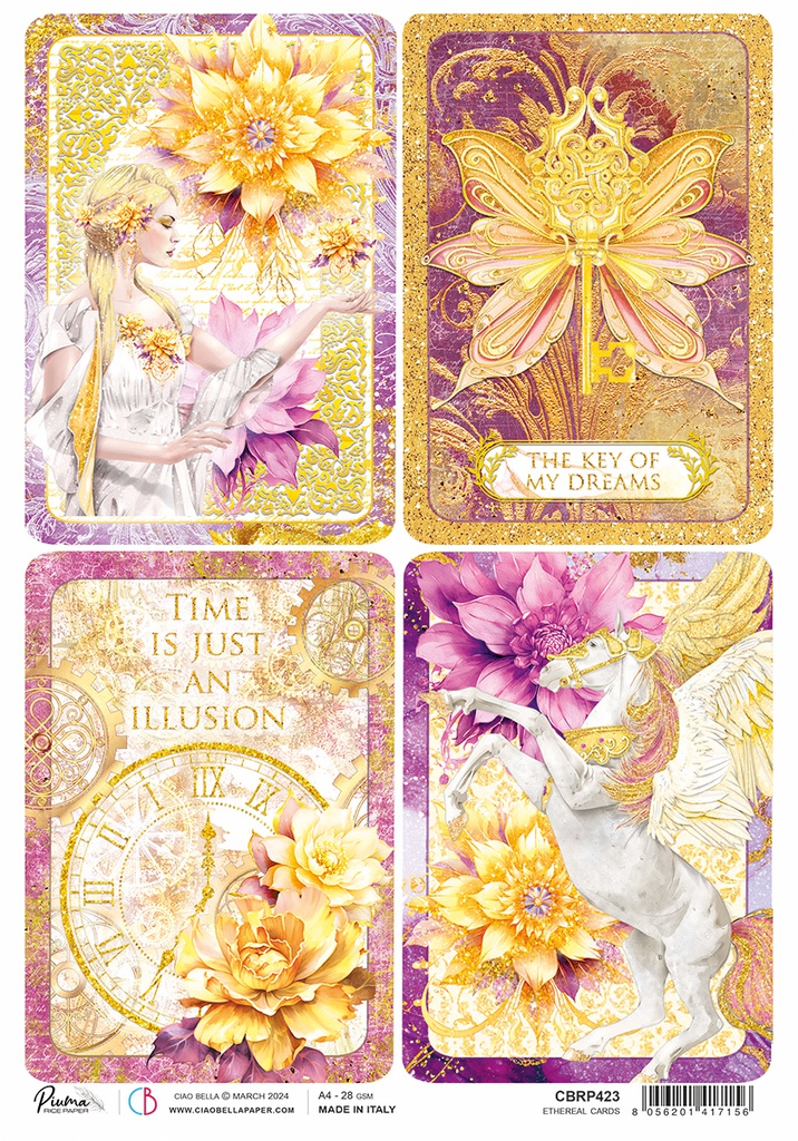 Ciao Bella Rice Paper A4 Piuma Ethereal cards(5 sheets)