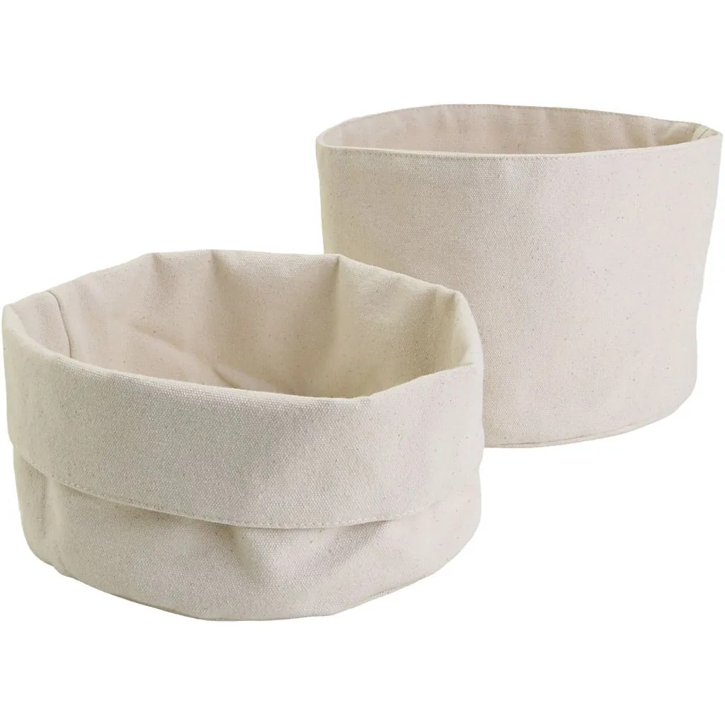 Fabric baskets, light natural, H: 14,5 cm, Dia. 20 cm, 385 g, pack of 10