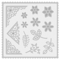 [SDD670] Floral Square Frame and Embellishments - Sweet Dixie Cutting Die