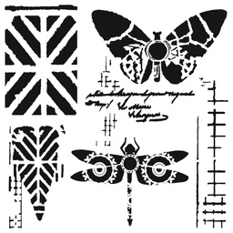 [TCW949] 12x12 Stencil Dragonfly Collage