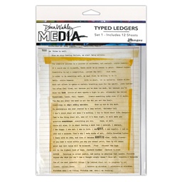 [MDA79033] Set 1 Dina Wakley MEdia Typed Ledgers (Includes 12 Sheets)