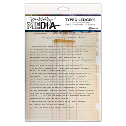 [MDA79040] Set 2 Dina Wakley MEdia Typed Ledgers (Includes 12 Sheets)
