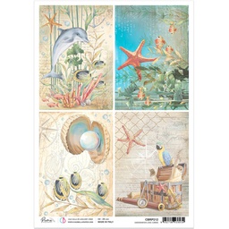 [CBRP212] Underwater Cards - Ciao Bella Piuma Rice Paper A4 - 5 pack