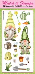 [DMRS001] Debbi Moore Designs Gardening Gnomes Match It Rubber Stamp Set