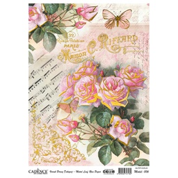 [CA747182] Rice Decoupage Paper -  Metal Leaf Gold - Dreaming of Roses