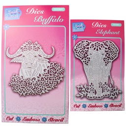 [CC0210] Floral Buffalo and Elephant Sweet Dixie Die Set