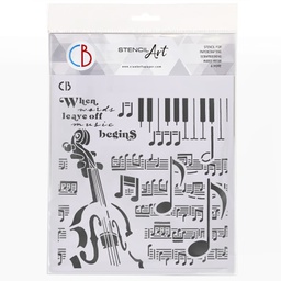 [CBMS8012] Ciao Bella Texture Stencil 8&quot; x 8&quot; - Music Begins