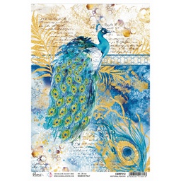 [CBRP312] Nocturnal Peacock Indigo - Ciao Bella Piuma Rice Paper A4 - 5 pack