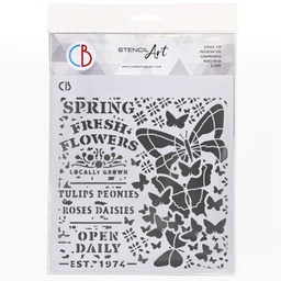 [CBMS8010] Ciao Bella Texture Stencil 8&quot; x 8&quot; - Spring Fresh Flowers