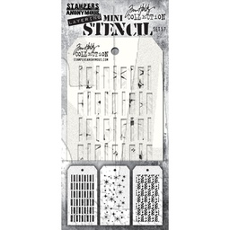 [AGMST057] Tim Holtz Mini Stencil Set #57 Pack Of 3