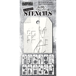 [AGEST005] Tim Holtz Element Stencils Festive Art Pack Of 12