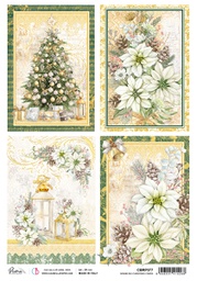 [CBRP377] Sparkling Christmas cards - Ciao Bella Piuma Rice Paper A4 - 5 pack