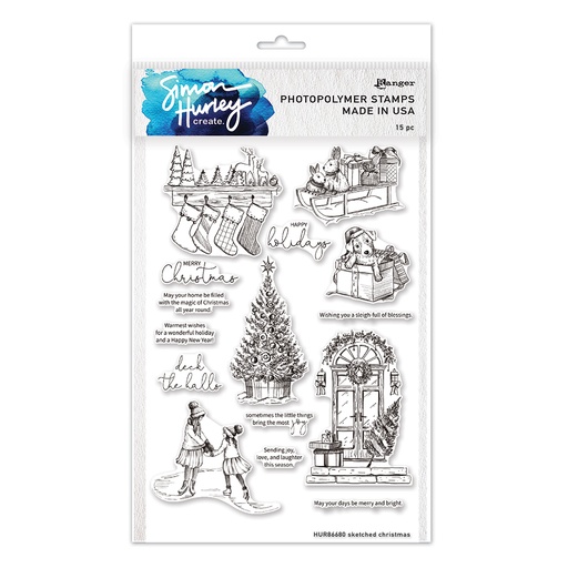 Simon Hurley - Sketched Christmas clear stamp set