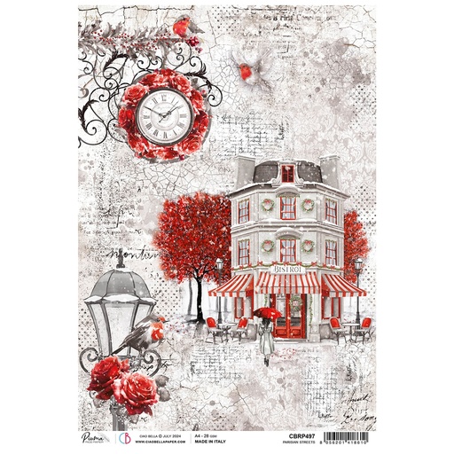 Ciao Bella Paper - Parisian Streets A4 rice paper (SINGLE Sheet)