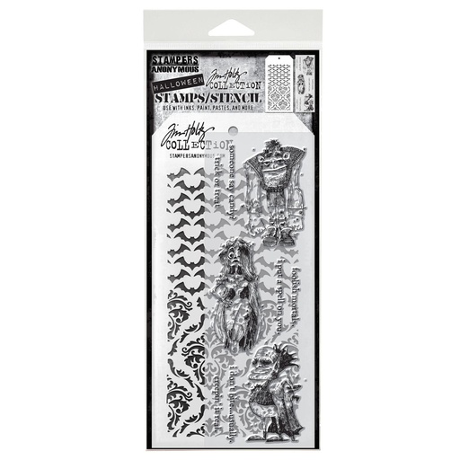Tim Holtz Mixed-Media Stamps & Stencil Set - Monster Reunion
