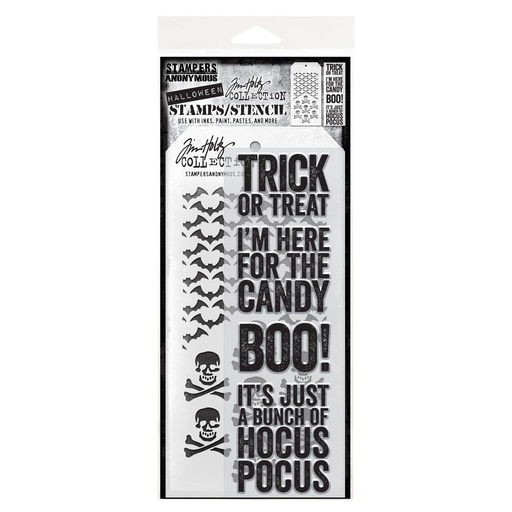 Tim Holtz Mixed-Media Stamps & Stencil Set - Bold Frights