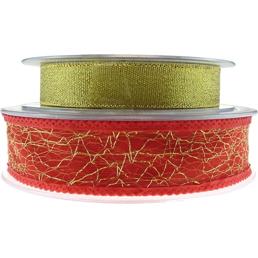 Eleganza Ribbons - Lurex Gold & Red Crackle (20m)