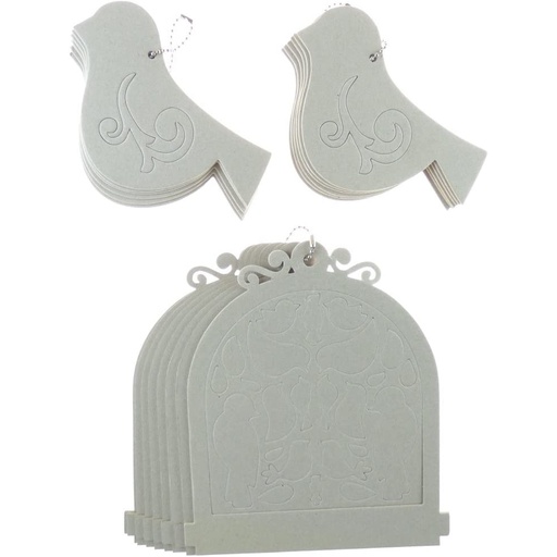 Maya Road Birdcage Chipboard Book and Fancy Bird Coaster Set