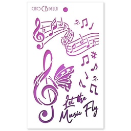 [CBMSB005] Ciao Bella Texture Stencil 5&quot; x 8&quot; - Let the Music Fly