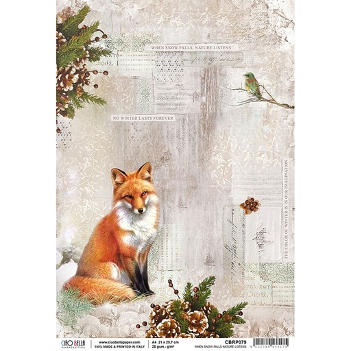 When Snow Falls Nature Listens  - Ciao Bella Piuma Rice Paper A4 - Single Sheet