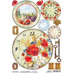 [CBRP100] Tuscan Clocks  - Ciao Bella Piuma Rice Paper A4 - 5 pack