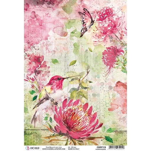 Ciao Bella Paper - Hummingbird A4rice paper (SINGLE Sheet)