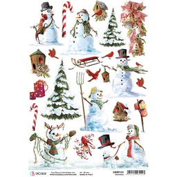 [CBRP131] Snowmen  - Ciao Bella Piuma Rice Paper A4 - 5 pack
