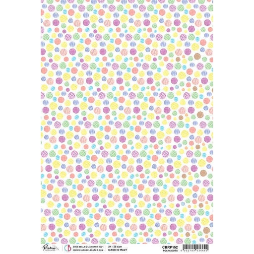 Ciao Bella Paper - Polka Dots A4 rice paper (SINGLE Sheet)