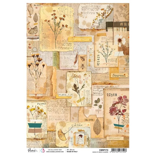 Ciao Bella Paper - Book Of Dried Flowers A4 rice paper (SINGLE Sheet)