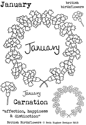 Beth Hughes - January Birth flowers stamp set