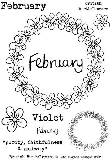 Beth Hughes - February Birth flowers stamp set