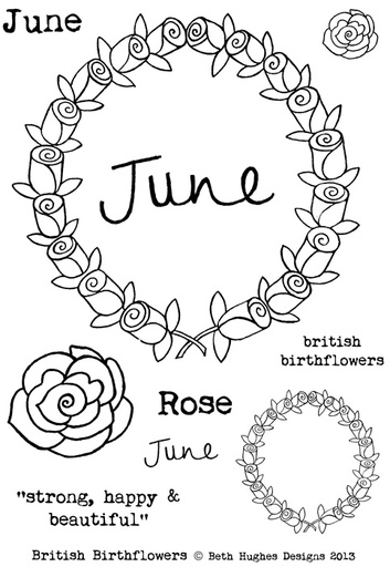 Beth Hughes - June Birth flowers stamp set