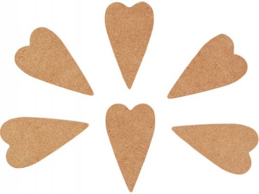 Pronty Crafts - MDF FolkArt Heart - 5cm x9cm (6pcs)